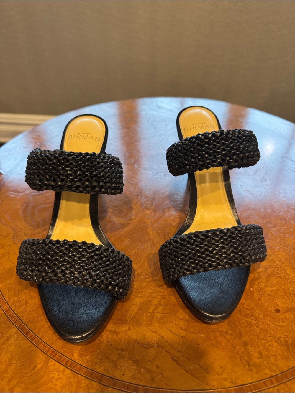 Alexandre Birman Black Braided Double-Strap Mules